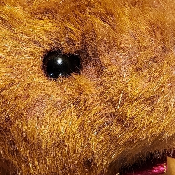 Vtg 1999 Taffybeary TY pinkish purple 14" bear with brown tips big nose unique - Picture 9 of 13